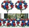 6 Bundles Red White Blue Artificial Outdoor Flowers, Silk Patriotic Floral UV Resistant Fake Geraniums Bouquets for Memorial, 4th of July Cemetery Decor Outdoor Porch Garden Decoration